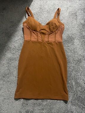 Underwire Slip Dress in Rust Brown
